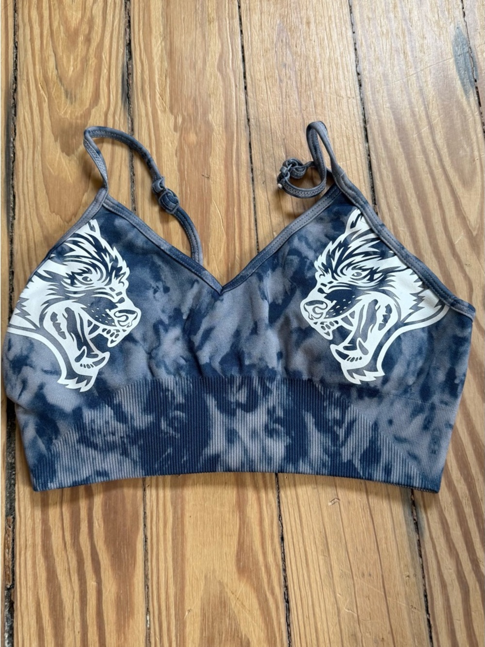 Darc Sport Navy Tie-Dye Bralette with White Tiger Motifs